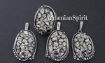 Earrings ring pendant Silver 925 Natural Pyrit golden druzy