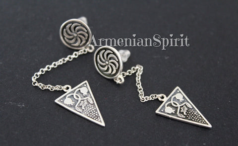 Very long earrings sterling silver 925 Persephone pomegrantes