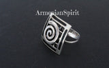 Vintage style set ring and earrings SILVER 925 square