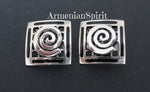 Vintage style set ring and earrings SILVER 925 square