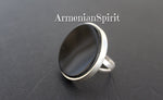 Very big round earrings Sterling silver 925 and black onyx