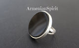 Very big round earrings Sterling silver 925 and black onyx