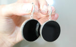 Very big round earrings Sterling silver 925 and black onyx