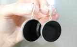 Very big round earrings Sterling silver 925 and black onyx