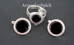 Vintage style set ring and earrings black onyx SILVER 925
