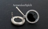 Vintage style set ring and earrings black onyx SILVER 925