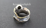 Vintage style ring black onyx SILVER 925 gold plated