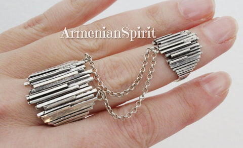 Double ring adjustable SILVER 925 jewelry Full finger Adjustable