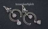 Armenian jewelry Earrings ring Sterling silver 925 filigree jewelry with bells