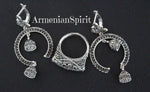 Armenian jewelry Earrings ring Sterling silver 925 filigree jewelry with bells