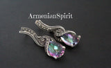 Women ring Jewelry rainbow topaz Sterling silver 925 marcasite