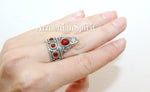Thumb ring finger cover Adjustable with quartz Ethnic Sterling SILVER 925