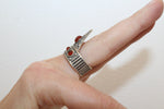 Sterling silver 925 Thumb ring finger cover Adjustable with orange carnelian