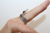 Sterling silver 925 Thumb ring finger cover Adjustable with orange carnelian