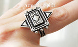 Ring rectangle Adjustable Armenian handmade rings Sterling 925