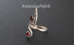 Sterling 925 silver ring Adjustable CHOOSE blue or red quartz stone