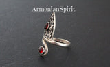Sterling 925 silver ring Adjustable CHOOSE blue or red quartz stone