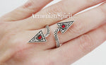 Sterling silver 925 Thumb ring finger cover Adjustable quartz stone