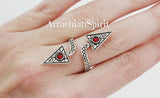 Sterling silver 925 Thumb ring finger cover Adjustable quartz stone
