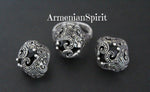 Small earrings and ring sterling silver 925 black onyx Armenian jewelry