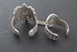 Double ring with white stones Silver 925 Adjustable rings