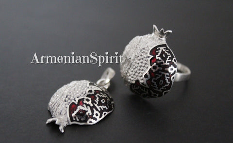 Pendant and ring Pomegranate STERLING SILVER 925
