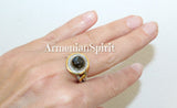 Ring Blue gray labradorite Sterling SILVER 925 gold plated details