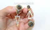Earrings Blue gray labradorite jewelry Sterling SILVER 925 gold plated