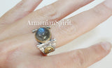 Earrings and ring labradorite moonstone SILVER 925