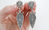 Armenian earrings SILVER 925 long dangle with English closure Ethnic jewelry