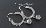 Earrings SILVER 925 long dangle with white pearl Ethnic jewelry