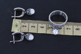 Small set White Pearl earrings and ring engagement white pearl Sterling silver 925