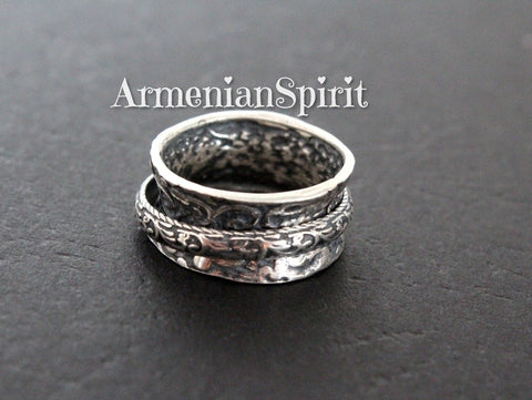 Ring with moving hoop Sterling silver 925 Handmade Armenian