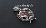 Pomegranate pendant Sterling Silver 925 Big red zircon