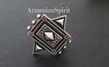 Ring rectangle Adjustable Armenian handmade rings Sterling 925