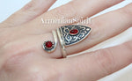 Sterling 925 silver ring Adjustable CHOOSE blue or red quartz stone