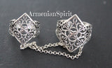 Double ring Silver 925 Armenia Traditional pattern Adjustable