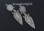 Armenian earrings SILVER 925 long dangle with English closure Ethnic jewelry