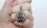 Pomegranate pendant Sterling Silver 925 Big red zircon