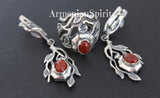 Carnelian natural SET Silver 925 Long Earrings and ring