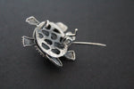 Tortoise brooch Sterling silver Labradorite blue gem turtle