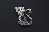 Cat brooch Sterling silver Labradorie blue gem and white zircons
