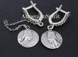 Tigran Mets Armenian earrings very long dangle with chain SILVER 925