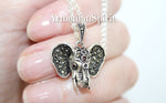 Elephant pendant necklace Silver 925 Marcasite Indian style Elephants