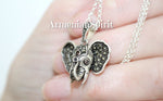 Elephant pendant necklace Silver 925 Marcasite Indian style Elephants