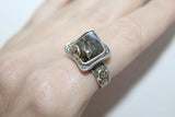 Set labradorite Earrings ring Sterling silver 925 gold plated details