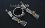 Earrings ring jewelry set labradorite blue Silver 925 gold plated