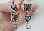 Earrings labradorite blue gem Silver 925 gold jewelry