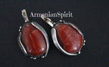 Real red coral Ring and earrings STERLING SILVER 925 gemstone Armenian jewelry