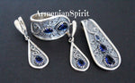 Very big pendant Sterling silver 925 Blue lab sapphire